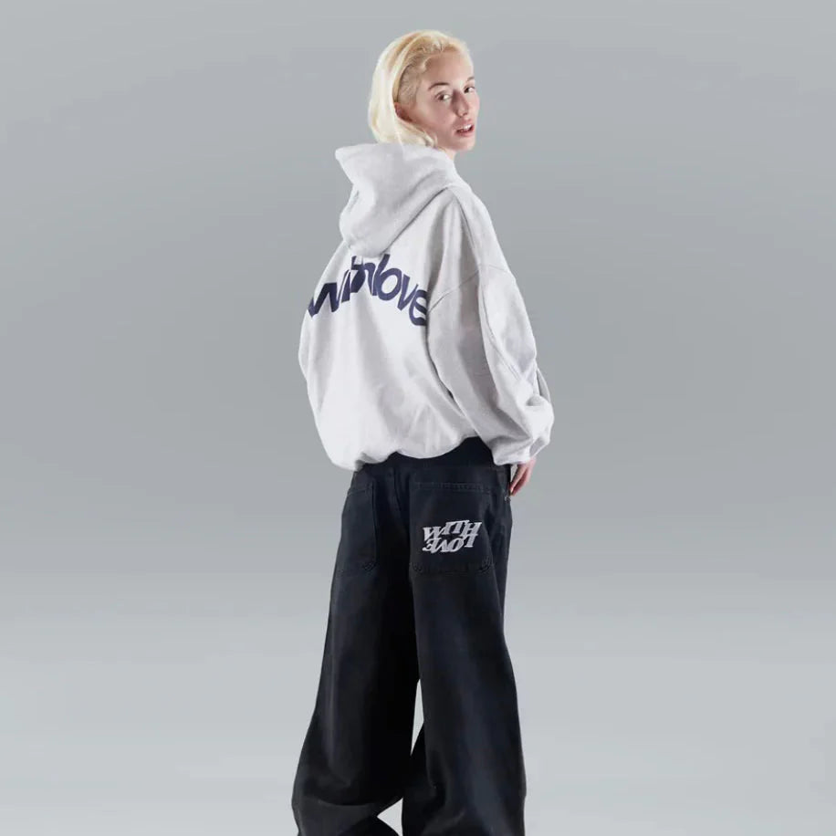 Herren Oversized Hoodie Streetwear Mit Kapuze Und „Withlove“-Print – Urban Casual Style