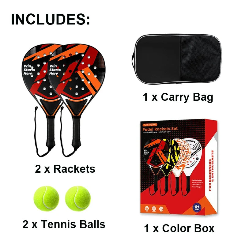 Padel Racket with Carbon Fiber Surface & EVA Memory Foam Core – Lightweight Well-Balanced Padel for Beginners and Intermediate