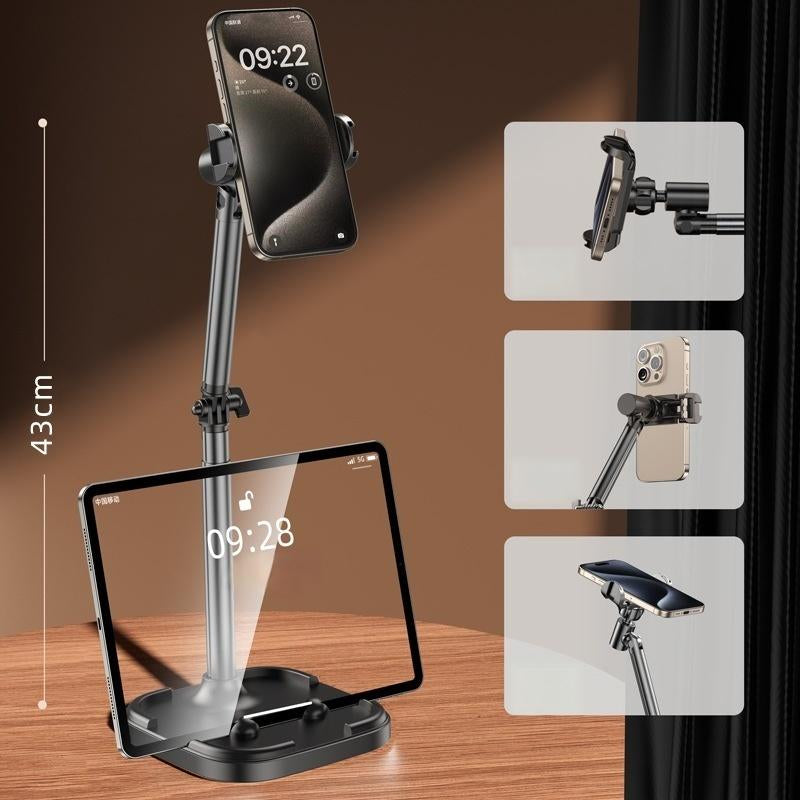 UGIFT Cell Phone Stand for Iphone Desk Rotating Telescopic Lift and Overhead Selfie Compatible Iphone Magnetic Adjustable Stand for Desk Use Fits 4-6.9 Inches