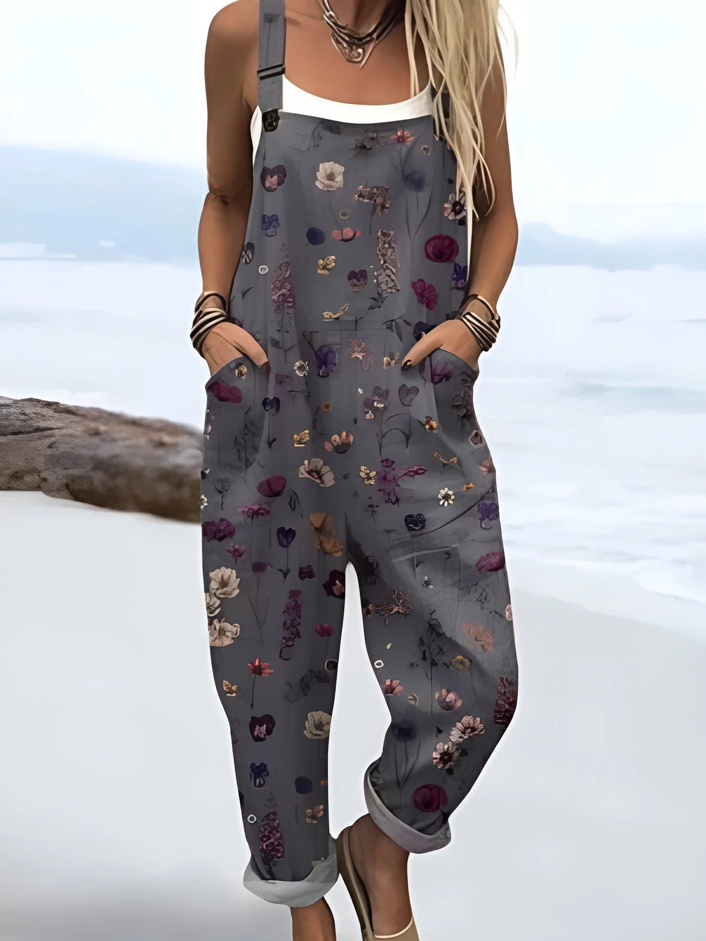 Avenli | Jumpsuit Med Vintage Blomster- Og Kunsttrykk for Kvinner