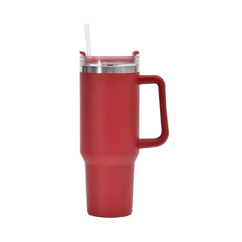 1Pc 40Oz Stainless Steel Leopard Print Cup with Straw Portable Car Cup Large Capacity Water Cup