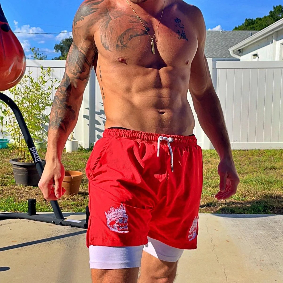 2 in 1 Gym Shorts Double-Layer Athletic Nylon Shorts