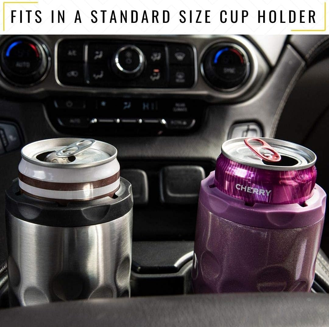 Hooch|Hog Slim Can Cooler Stainless Steel for 12 Oz. Skinny Cans | 3X Insulated Beer Can Holder for Michelob Ultra, White Claw, Truly & Redbull (Black)