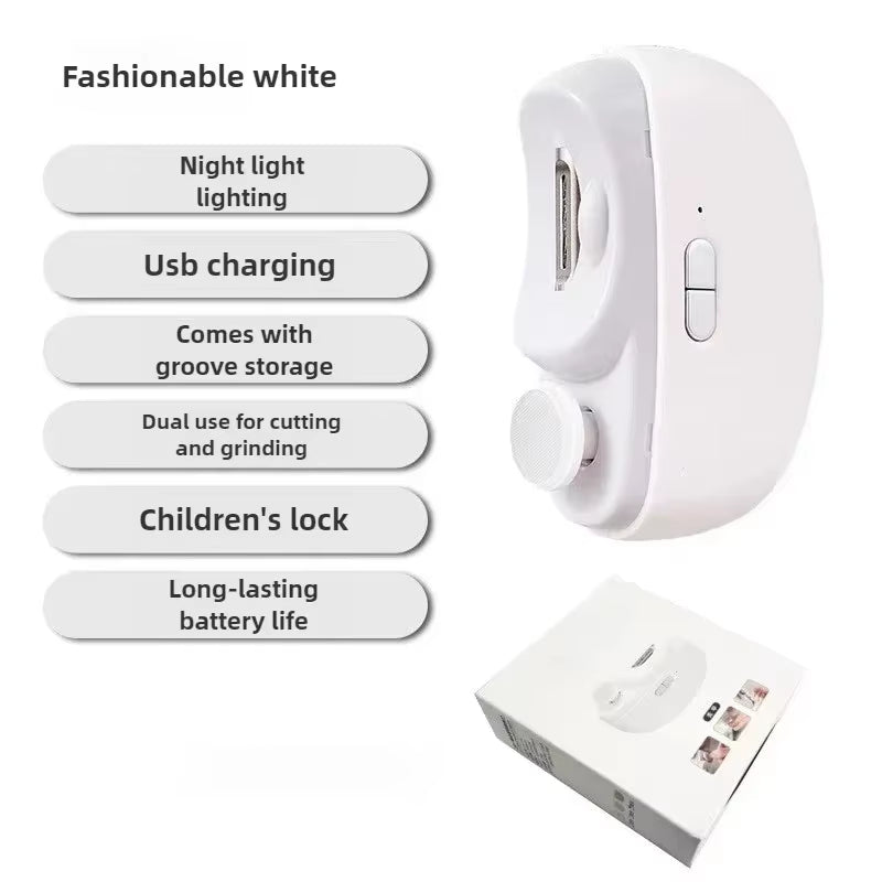 Electric Nail Clipper Grinding and Polishing with Light Automatic Nail Trimmer Rechargeable Nail Cutter Manicure for Baby Adult