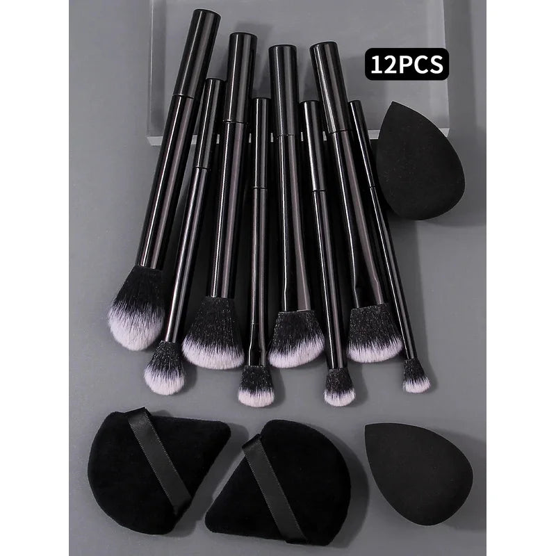 12PCS Beginner'S Makeup Brush Sponge Egg/Powder Puff Set Combination Portable and Soft, Suitable for Base Makeup/Blush/Eyeshadow