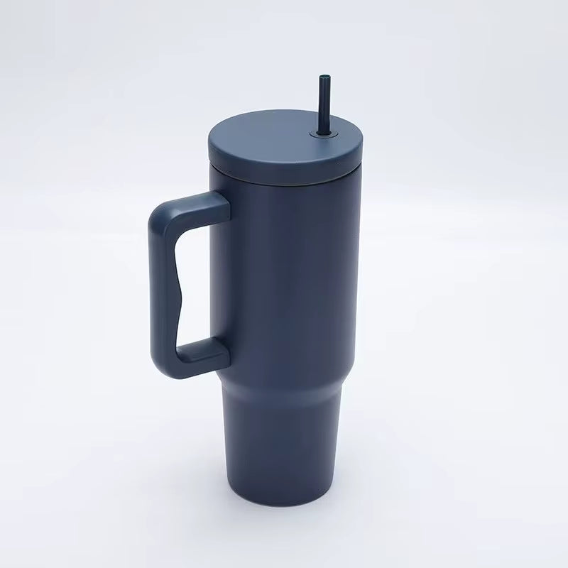 1Pc 40Oz Stainless Steel Leopard Print Cup with Straw Portable Car Cup Large Capacity Water Cup