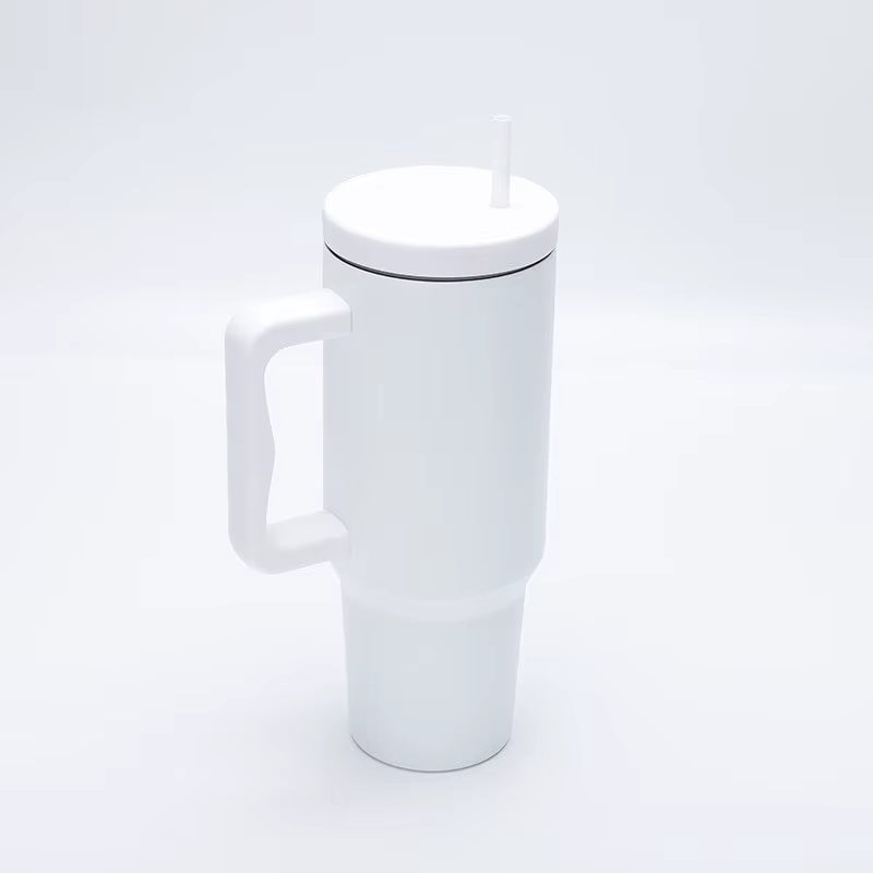 1Pc 40Oz Stainless Steel Leopard Print Cup with Straw Portable Car Cup Large Capacity Water Cup