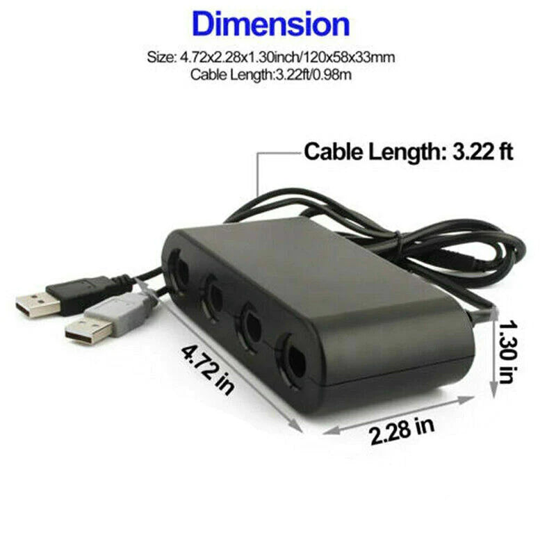 Gamecube Controller Adapter 4 Port for Nintendo Switch Wii U & PC USB NEW TURBO