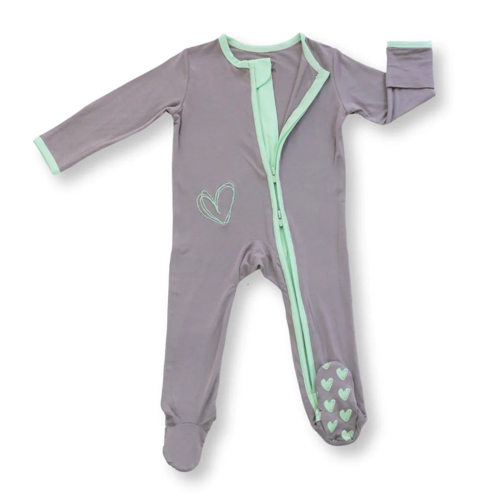 Sage Lime - Double Zipper Bamboo Footie | Newborn Essential