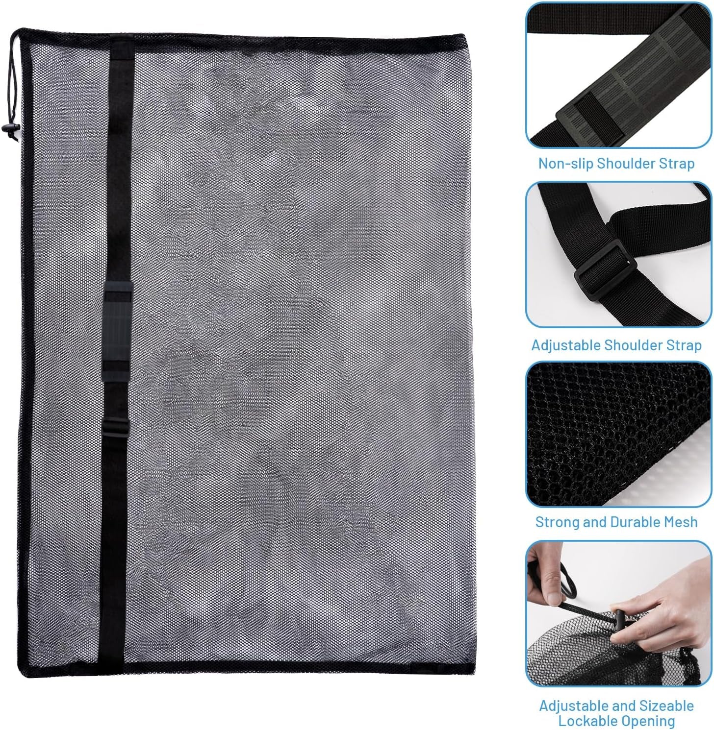 Extra Large Heavy-Duty Mesh Ball Bag for Soccer and Basketball - Holds 10-12 Balls, Ideal for Coaches, with Drawstring Closure