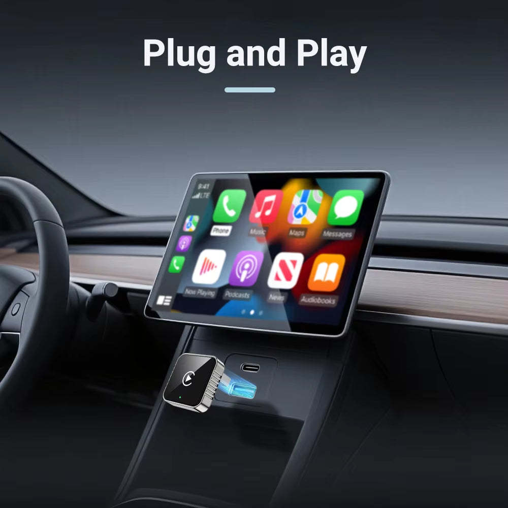 2 in 1 Wired to Wireless Carplay Android Auto Adapter for OEM Car Stereo with USB Dongle Mini Box Plug and Play Bluetooth