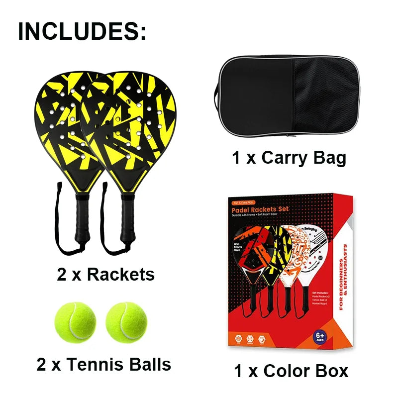 Padel Racket with Carbon Fiber Surface & EVA Memory Foam Core – Lightweight Well-Balanced Padel for Beginners and Intermediate