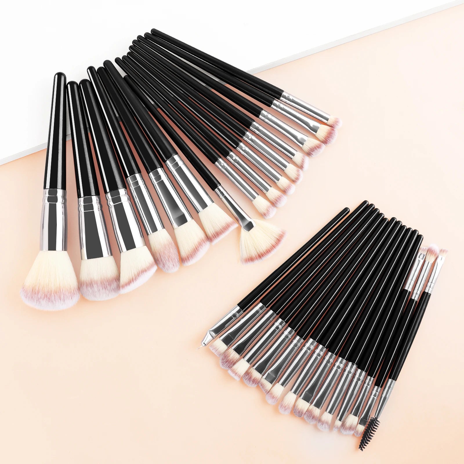 Professional 47Pcs Makeup Set 30 Powder Blush Eyeshadow Brushes, Triangle Sponges Puffs with Travel Storage Bag