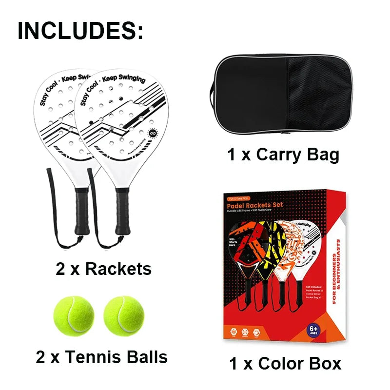 Padel Racket with Carbon Fiber Surface & EVA Memory Foam Core – Lightweight Well-Balanced Padel for Beginners and Intermediate