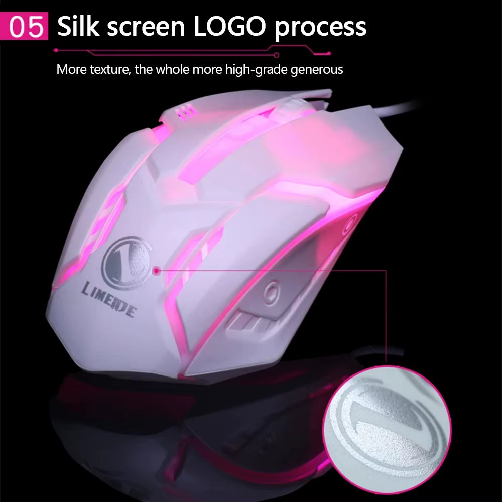 Limei S1 E Sports LED Luminous Backlit Wired Mouse USB Wired for Desktop Laptop Mute Office Computer Gaming Mouse