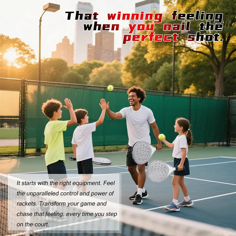 Padel Racket with Carbon Fiber Surface & EVA Memory Foam Core – Lightweight Well-Balanced Padel for Beginners and Intermediate