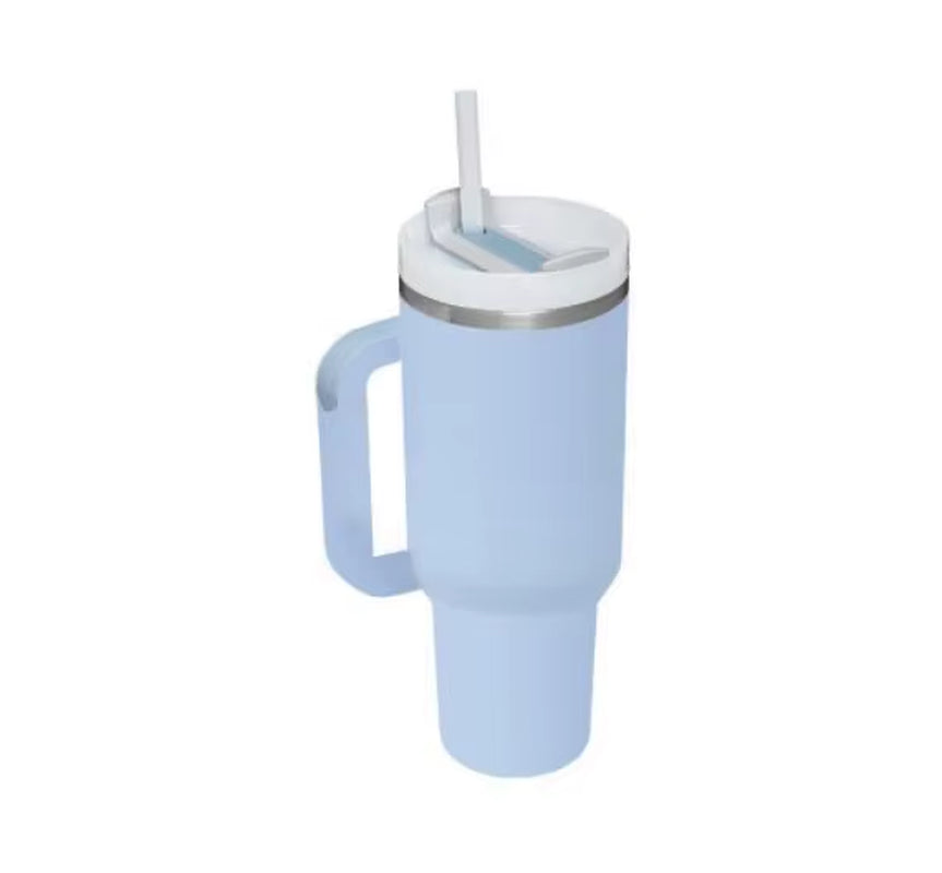 1Pc 40Oz Stainless Steel Leopard Print Cup with Straw Portable Car Cup Large Capacity Water Cup