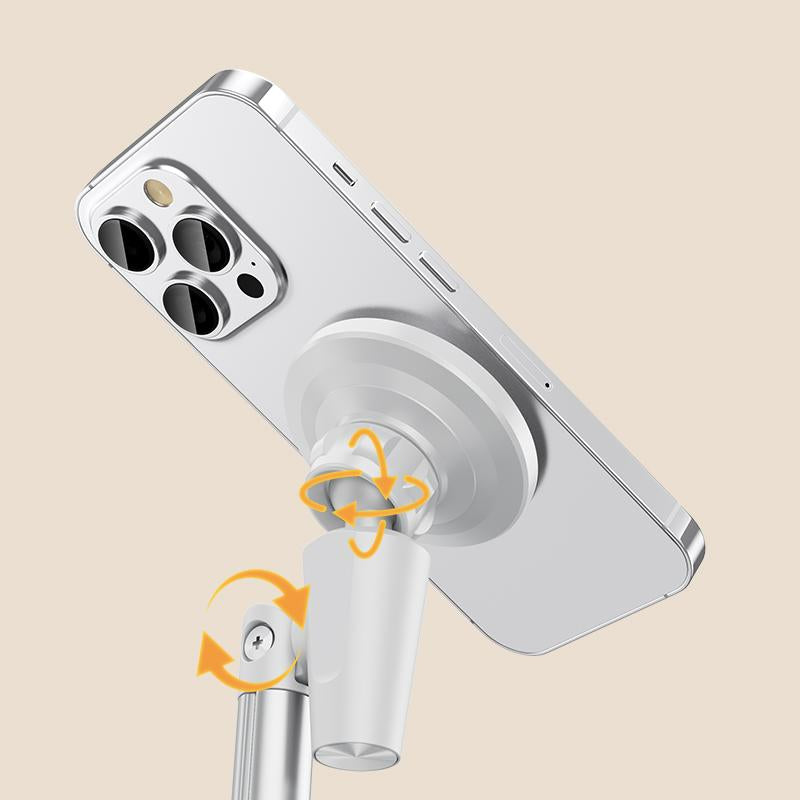 UGIFT Cell Phone Stand for Iphone Desk Rotating Telescopic Lift and Overhead Selfie Compatible Iphone Magnetic Adjustable Stand for Desk Use Fits 4-6.9 Inches