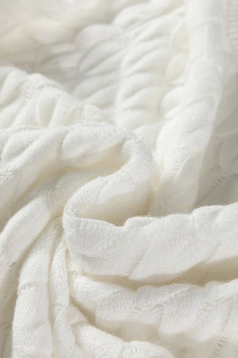 Fish Scale Textured Knit Short Sleeve Sweater