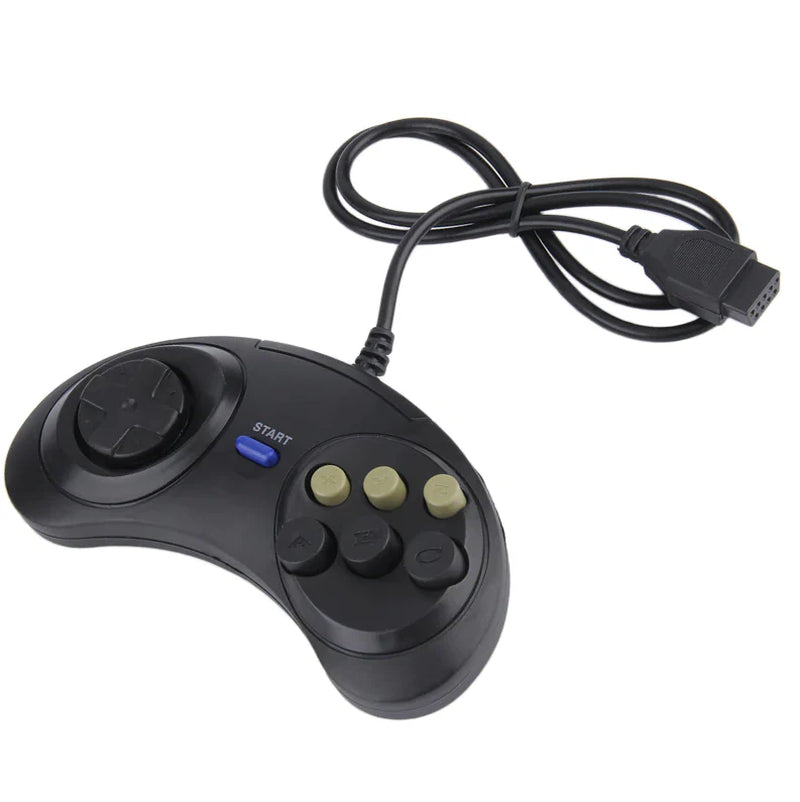 2X 6 Button Game Pad Controller for SEGA Genesis Black Old School Classic New