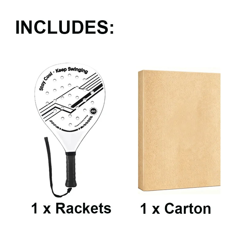 Padel Racket with Carbon Fiber Surface & EVA Memory Foam Core – Lightweight Well-Balanced Padel for Beginners and Intermediate