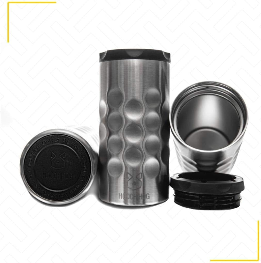 Hooch|Hog Slim Can Cooler Stainless Steel for 12 Oz. Skinny Cans | 3X Insulated Beer Can Holder for Michelob Ultra, White Claw, Truly & Redbull (Black)