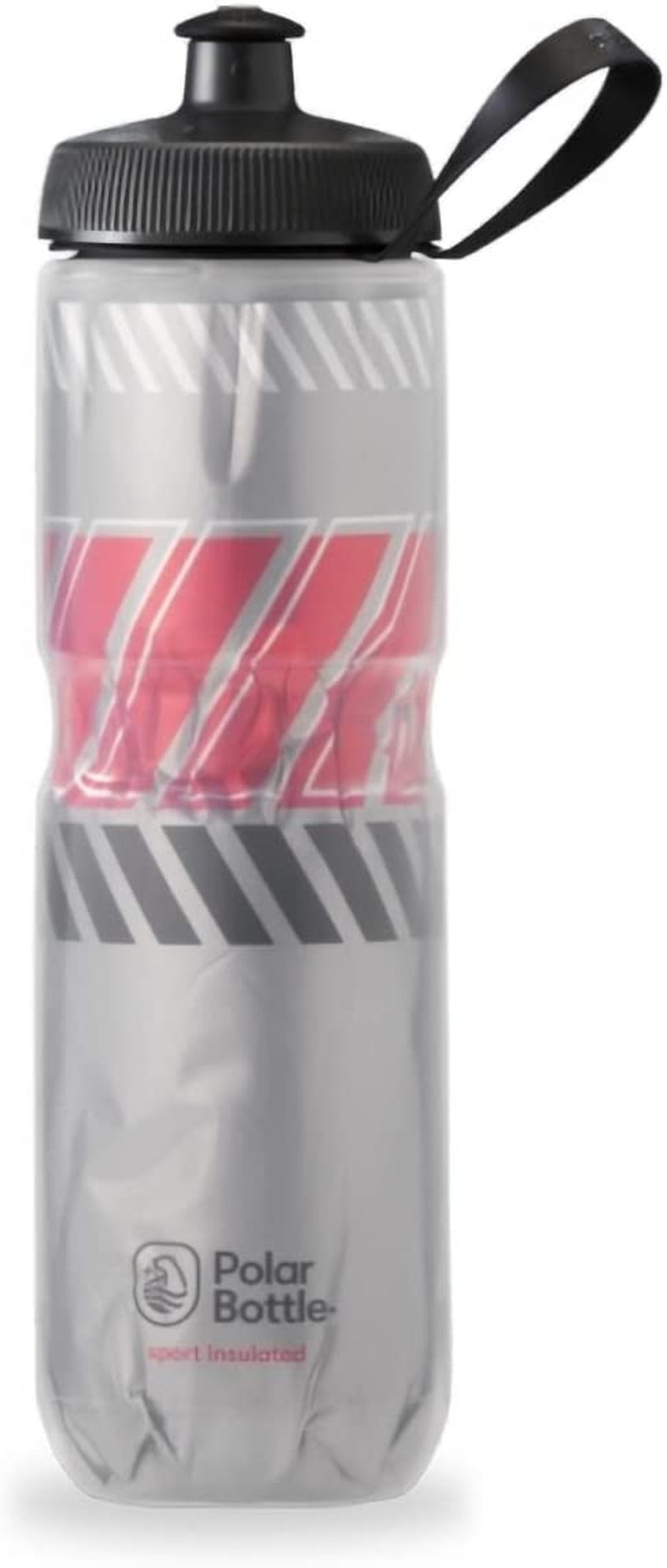 '- 24Oz Tempo - Silver & Red - Insulated Water Bottle for Cycling & Sports, Keeps Water Cooler 2X Longer and Fits Most Bike Bottle Cages