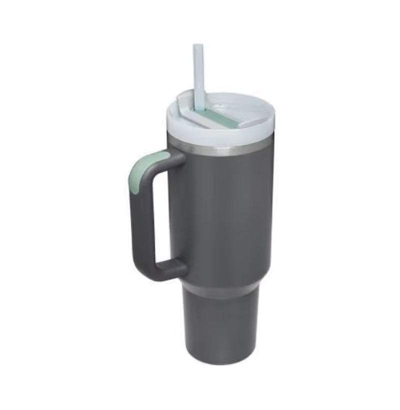 1Pc 40Oz Stainless Steel Leopard Print Cup with Straw Portable Car Cup Large Capacity Water Cup