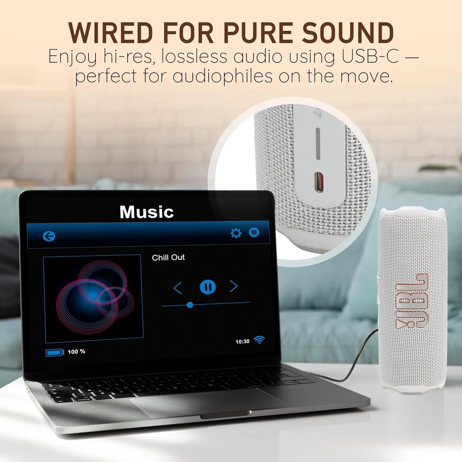 Flip 7 Portable Bluetooth Speaker Waterproof Drop Proof AI Boost Sound 16H Playtime Pushlock Interchangeable Accessories