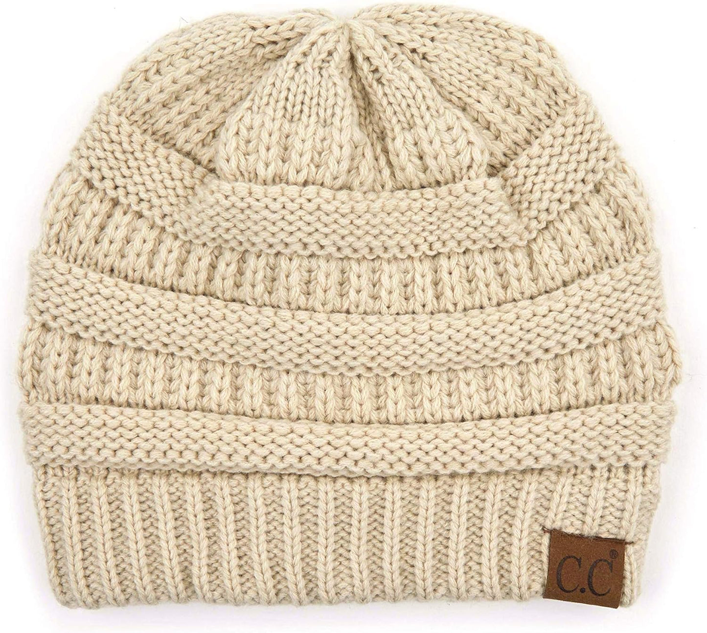 Exclusives Cable Knit Beanie - Thick, Soft & Warm Chunky Ribbed Beanie Hats Epoxy Button for Face Mask (BHT-1) (A Button Beige)