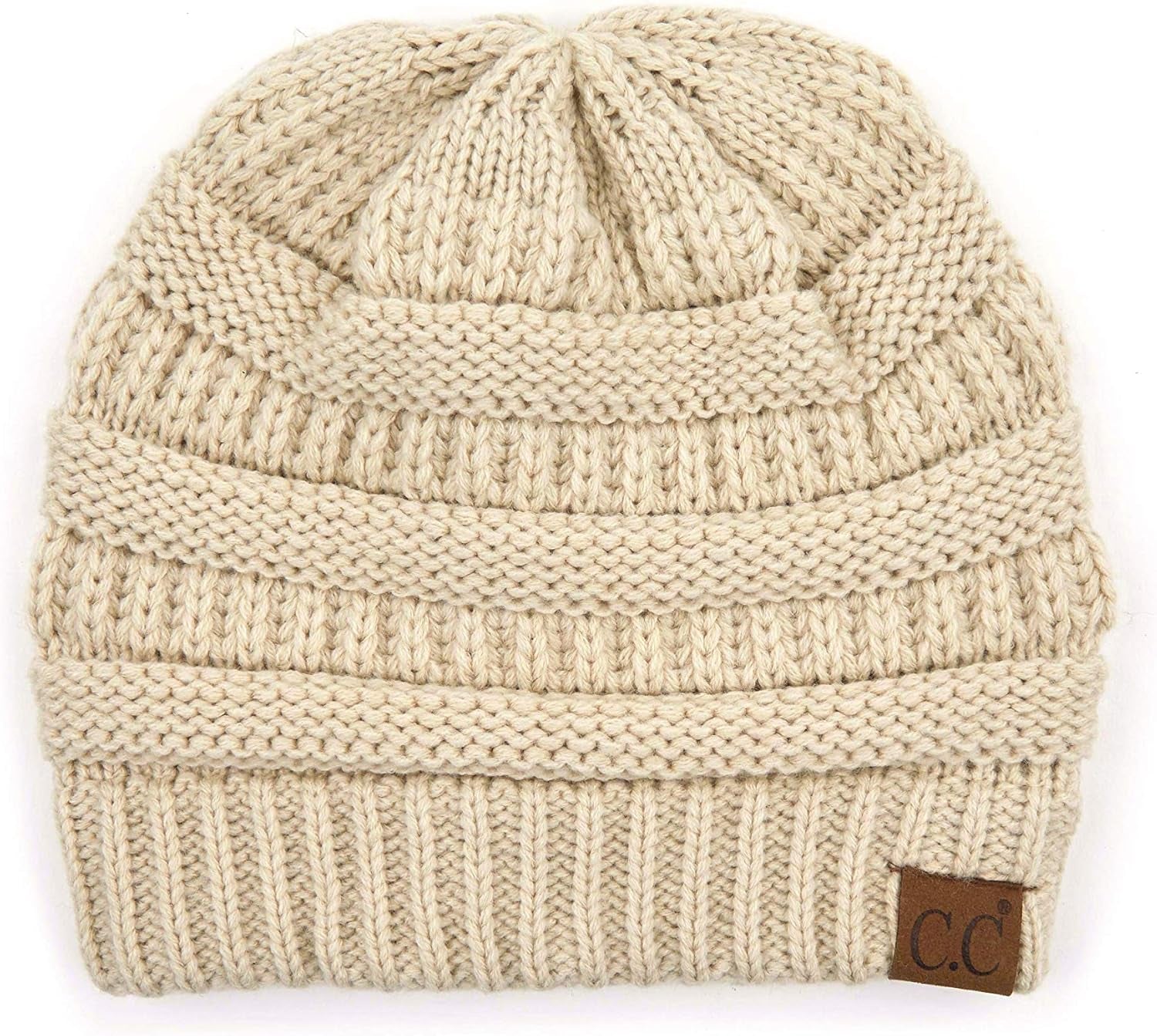 Exclusives Cable Knit Beanie - Thick, Soft & Warm Chunky Ribbed Beanie Hats Epoxy Button for Face Mask (BHT-1) (A Button Beige)