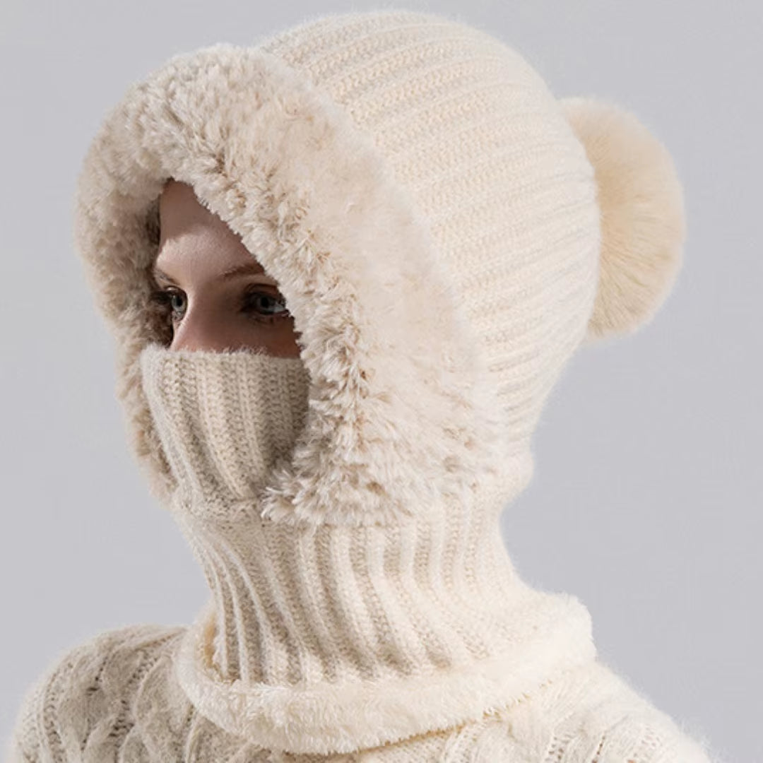 Winter Full Face Cover Hat Scarf Set Women Outdoor Windproof Earflap Skullies Beanies Hats Plush Thicken Warm Balaclava Ski Caps