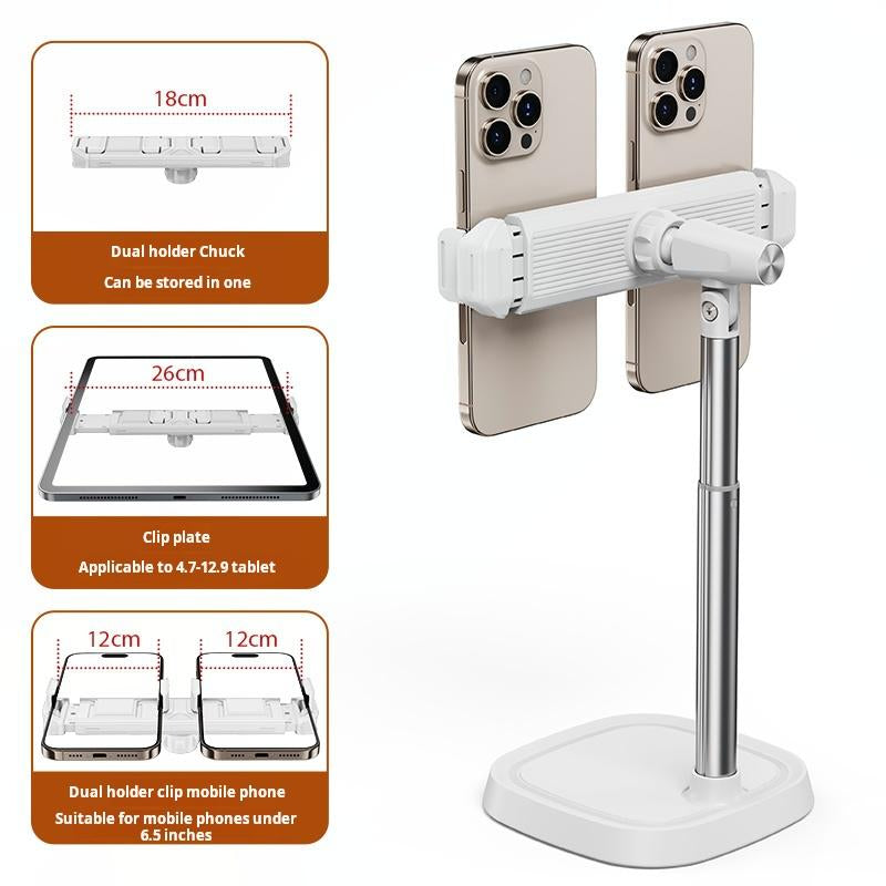 UGIFT Cell Phone Stand for Iphone Desk Rotating Telescopic Lift and Overhead Selfie Compatible Iphone Magnetic Adjustable Stand for Desk Use Fits 4-6.9 Inches