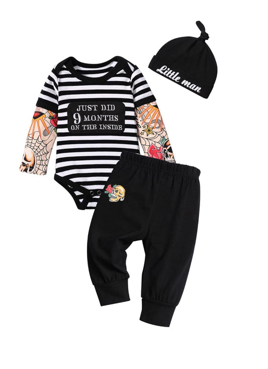 طقم مواليد ستايل جريء 3 قطع – رومبر بطبعة مميزة