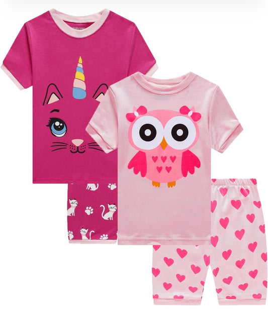 Little Girls Cotton Short Pajamas Summer Kids Clothes Toddler Toddler Pjs Sets