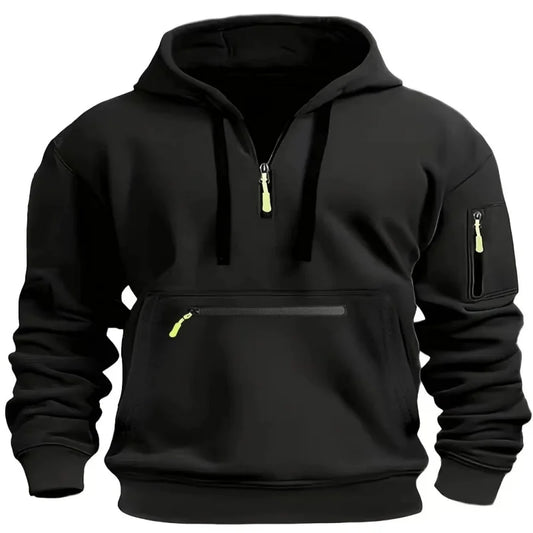 Men New Autumn and Winter Multi-Pocket Zipper Long-Sleeved Hoodie + Sports and Leisure Pants Two-Piece Fitness Jogging Suit
