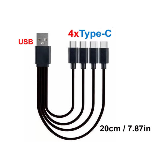 Short Cord 5V USB a C to Type C Multiple Charging Cable 4 in 1 Micro USB Splitter Adapter Cable 4 Port USB C PD Splitter Cable