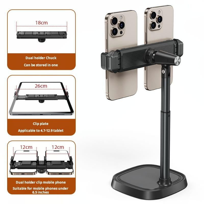 UGIFT Cell Phone Stand for Iphone Desk Rotating Telescopic Lift and Overhead Selfie Compatible Iphone Magnetic Adjustable Stand for Desk Use Fits 4-6.9 Inches