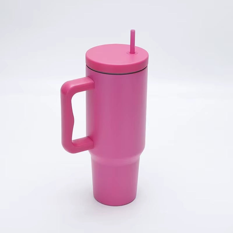1Pc 40Oz Stainless Steel Leopard Print Cup with Straw Portable Car Cup Large Capacity Water Cup