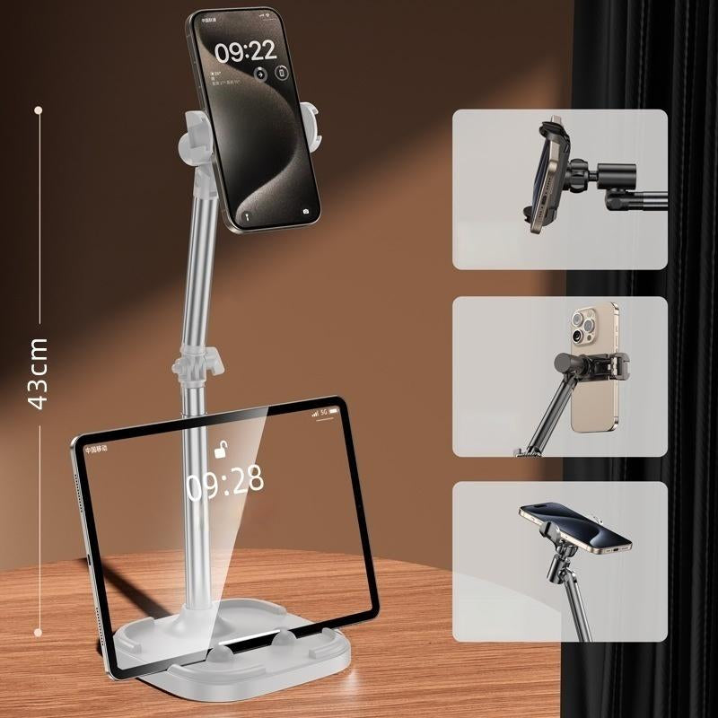 UGIFT Cell Phone Stand for Iphone Desk Rotating Telescopic Lift and Overhead Selfie Compatible Iphone Magnetic Adjustable Stand for Desk Use Fits 4-6.9 Inches