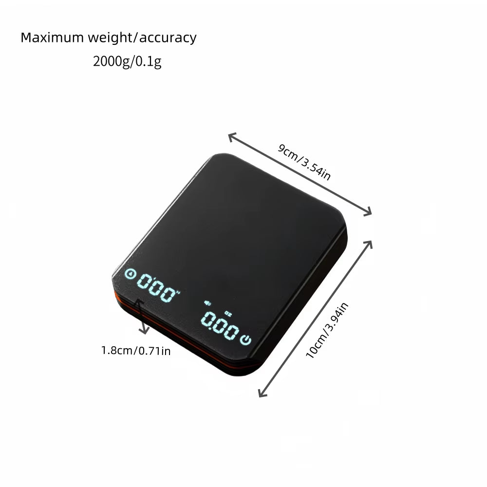 Mini Coffee Scale with Pad LED Display USB Charge Timed Portable High Precision Professional Home Kitchen Cafe Coffeeaccessories