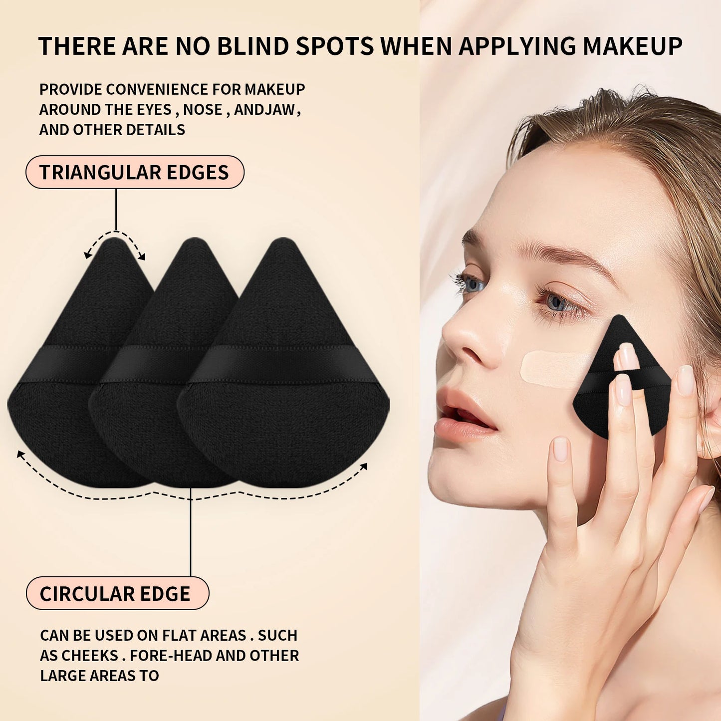 Professional 47Pcs Makeup Set 30 Powder Blush Eyeshadow Brushes, Triangle Sponges Puffs with Travel Storage Bag