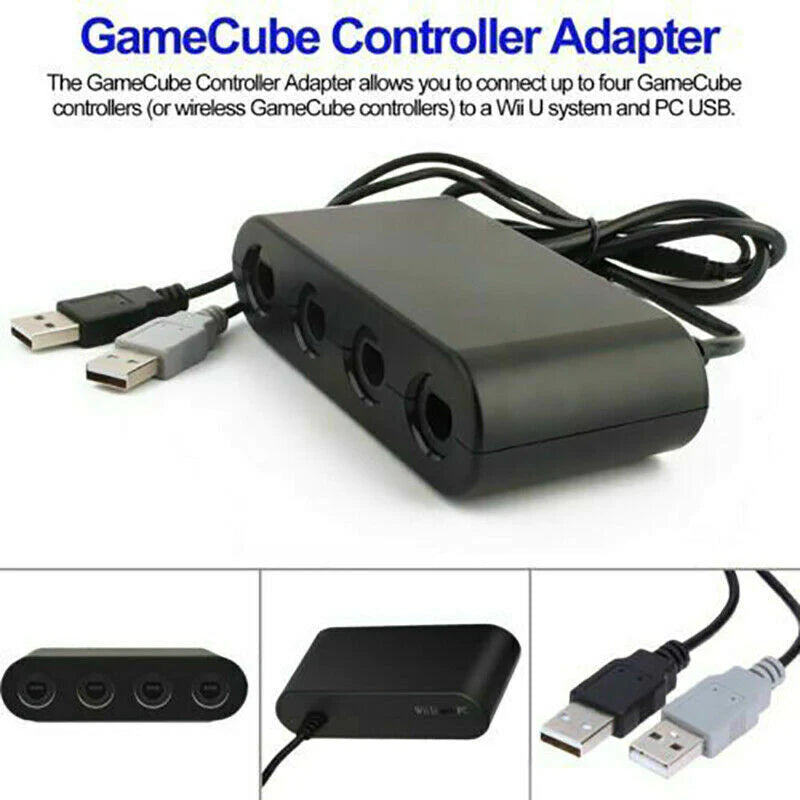 Gamecube Controller Adapter 4 Port for Nintendo Switch Wii U & PC USB NEW TURBO