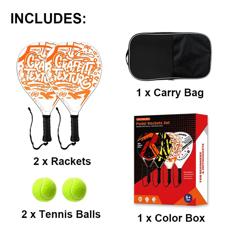 Padel Racket with Carbon Fiber Surface & EVA Memory Foam Core – Lightweight Well-Balanced Padel for Beginners and Intermediate