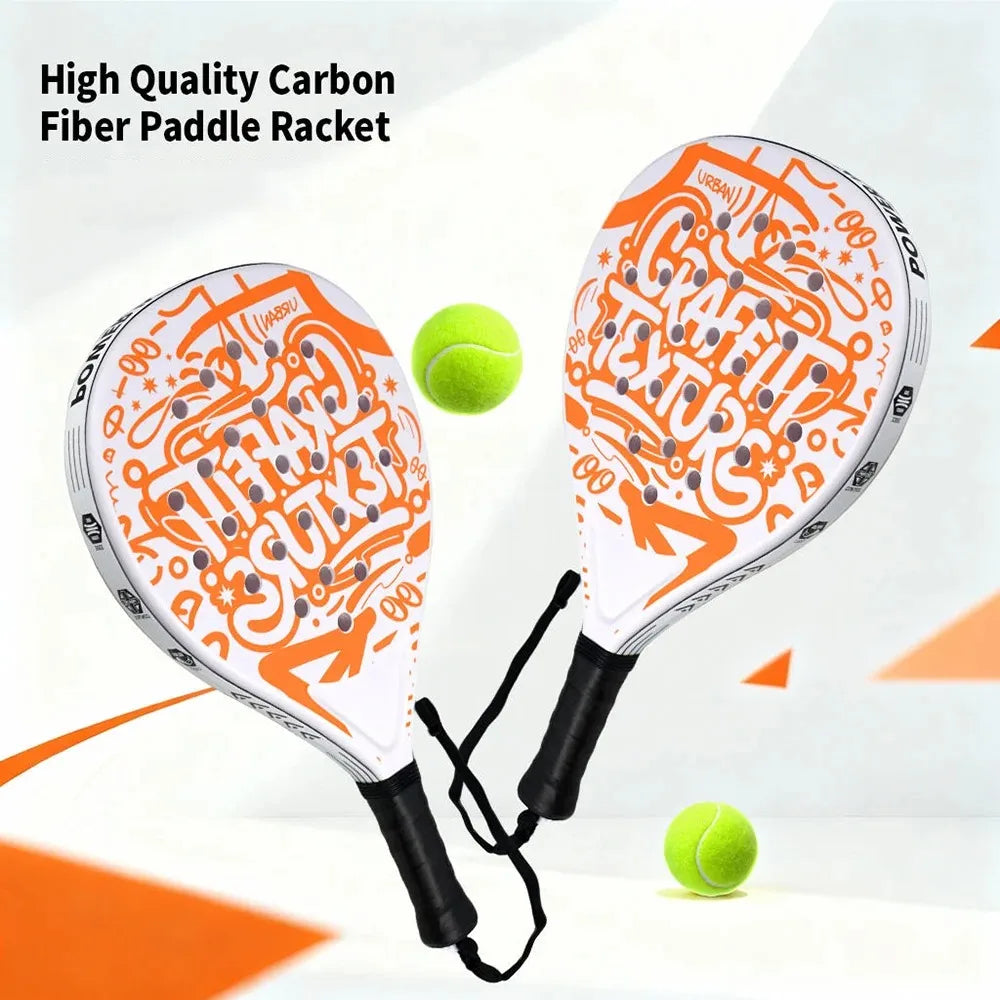 Padel Racket with Carbon Fiber Surface & EVA Memory Foam Core – Lightweight Well-Balanced Padel for Beginners and Intermediate
