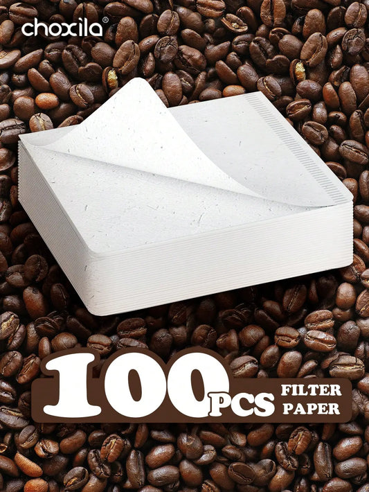 100Pcs Coffee Filters, Size 01 White Square Coffee Filters, Disposable Filter Paper for Pour over and Drip Coffee Maker