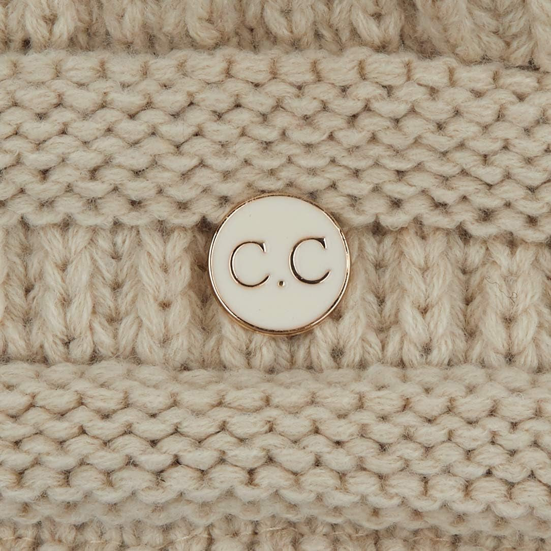Exclusives Cable Knit Beanie - Thick, Soft & Warm Chunky Ribbed Beanie Hats Epoxy Button for Face Mask (BHT-1) (A Button Beige)